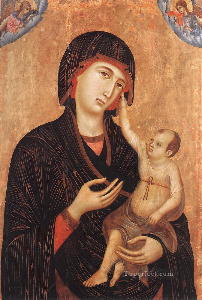 マドンナと子供と2人の天使 クレヴォル マドンナ シエナ学校 ドゥッチョ油絵